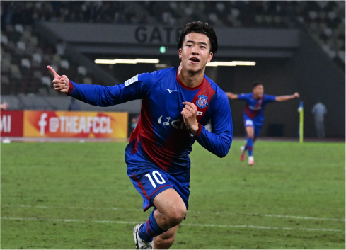 vsブリーラム・ユナイテッド戦で試合終了間際、長谷川元希の劇的ゴール、これがACLでの甲府初得点となり1-0の初勝利を呼び込んだ